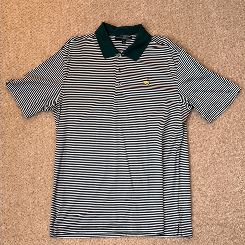 Maters - Striped Polo Shirt with Green Collar